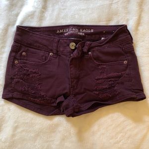 American Eagle Size 2 Burgundy Jean Shorts